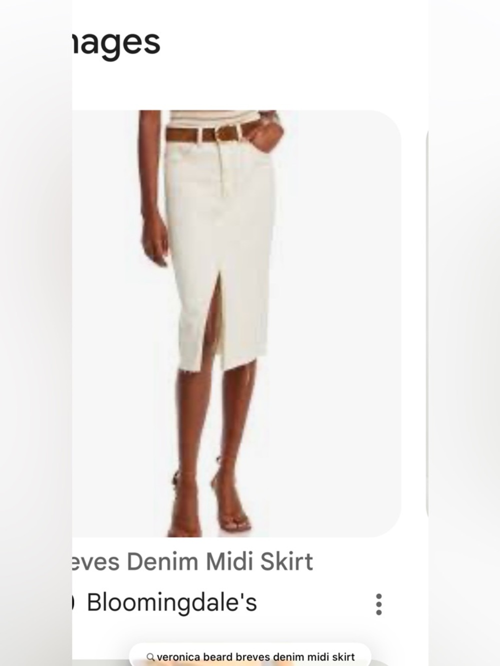 Veronica Beard Off-White Denim Breves midi skirt